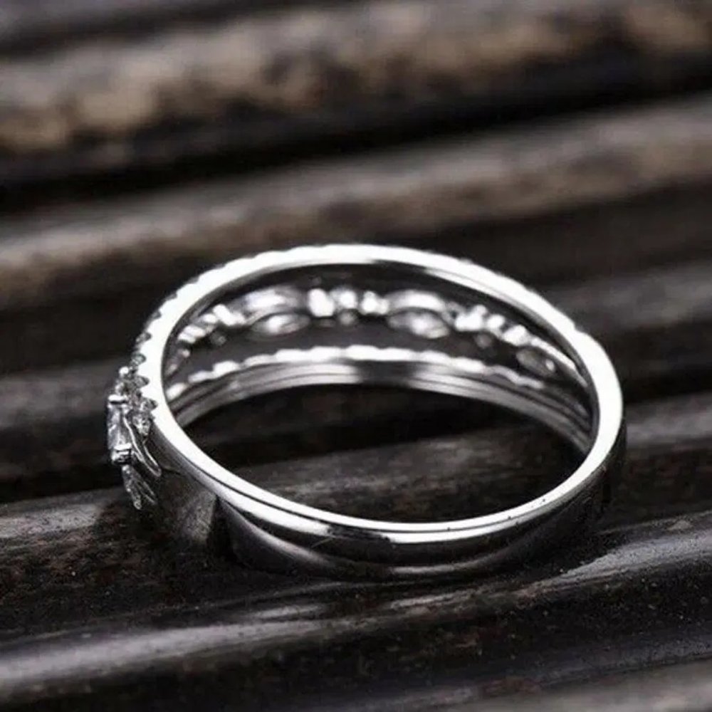 🔥Eternity 925 Silver Plated CZ Three  Stackable Dainty Ring for WomenUNVN12319 - Picture 3 of 5